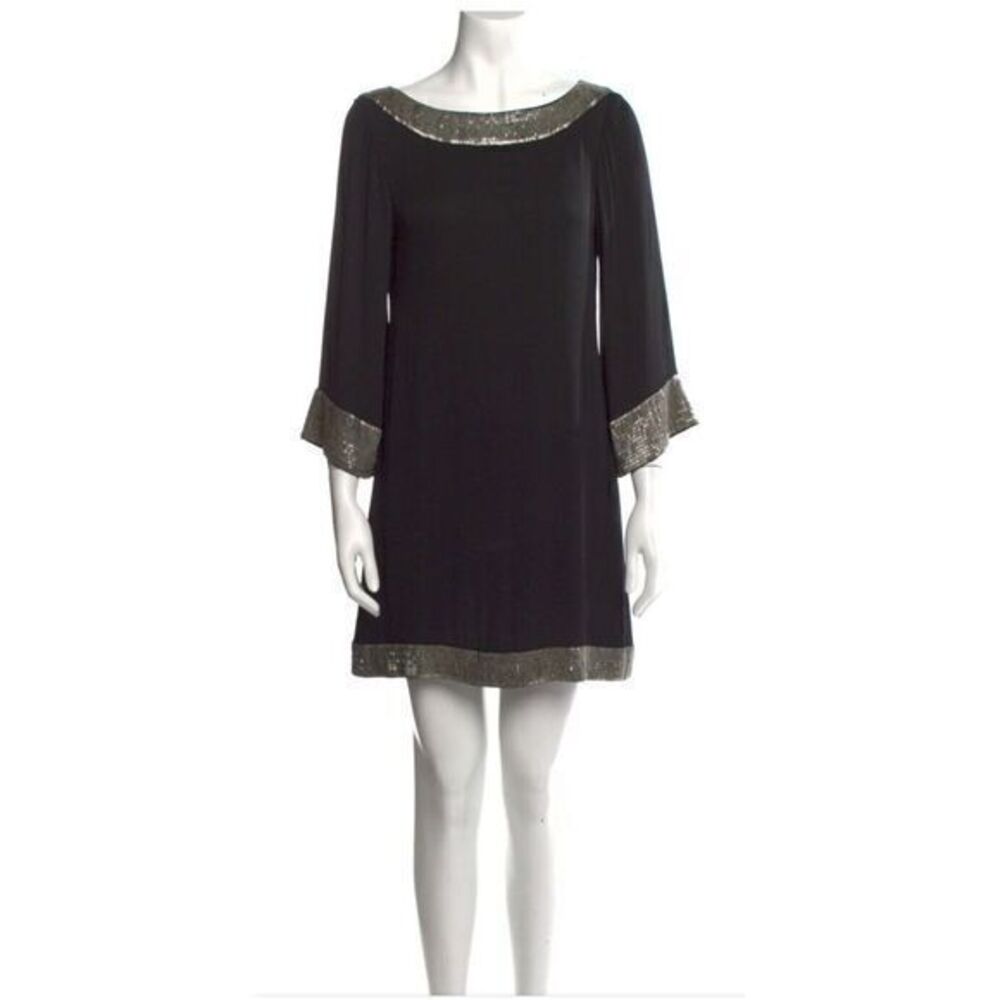 Alice + Olivia Silk Mini Dress w‎ Sequin Embellished Collar & Sleeves, Size XS